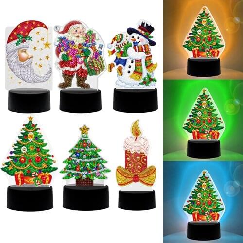 5D DIY Diamond Painting LED Light Special Shaped Christmas Santa Claus Snowman Night Lamp Home Christmas Decoration Light Gift