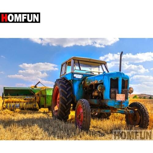 HOMFUN Full Square/Round Drill 5D DIY Diamond Painting "Harvest tractor" Embroidery Cross Stitch 5D Home Decor Gift A07520