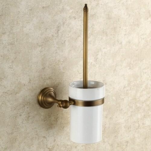 Antique Brass Toilet Brush Holder Wall Mounted Lavatory Brush Toilet Brush & Holder Set Bathroom Accessories KD650