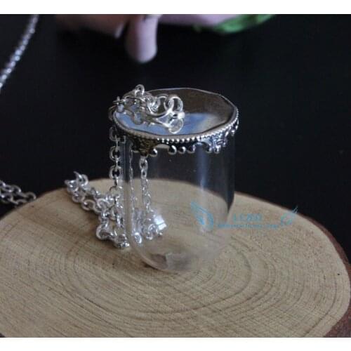 Free shipping!!! silver plated Terrarium Bottle Upside Down Apothecary Jewelry Supplies-30x20mm