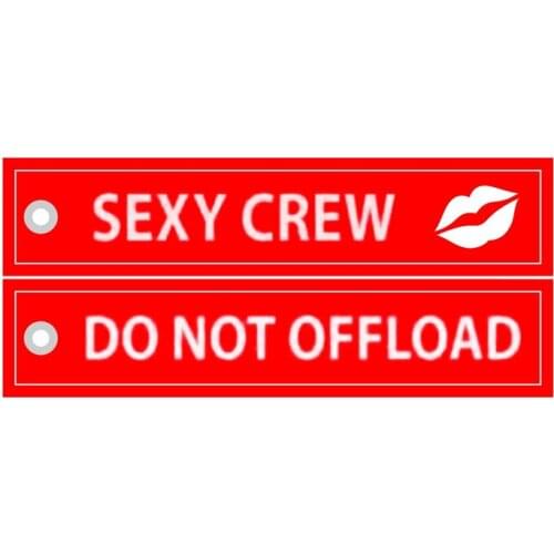 Sexy Crew Love Lip Do Not Offload Aviation Embroidered Key Chain Keyrings