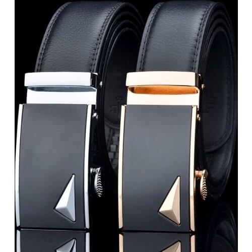 Brand mens business leather belt, high-end automatic buckle leather belt, all-match fashion casual belt