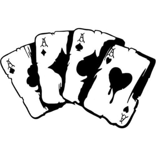 Black/Sliver Poker Graphic Car Sticker Vinyl Motorcycle Decoration Bumper Window C015