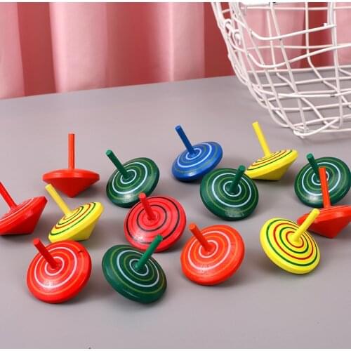 Wooden Small Spinning Top Desktop Decompression Toy Kindergarten 3-7 Years Old Opening Activities Promotional Gifts
