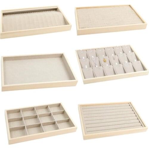 Wood Jewelry Ring Display Organizer Case Tray Holder Necklace Earrings Bangle Storage Box Showcase Jewelry Stand Holder