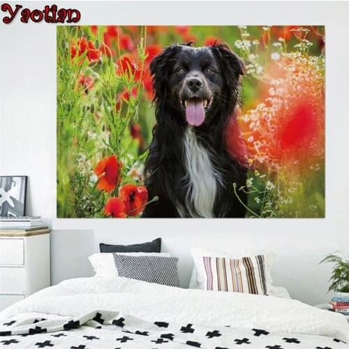Diy 5d diamond mazayka Cute animal dog poppy flower diamond painting dimond painting full square/round drill embroidery kits