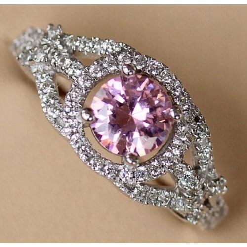 Fleure Esme Luxury best sell Wedding rings Jewelry for women dropshipping Pink Cubic Zirconia Rhodium Plated R3206 size 6 7 8 9