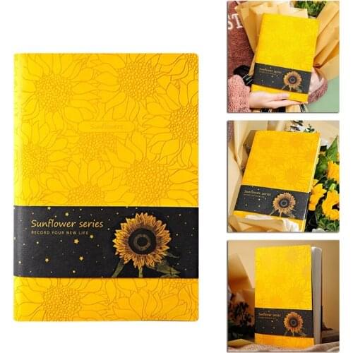 PU Leather Sunflower Notebook A5 Schedule Book Diary Weekly Planner Notepad Gift C90C