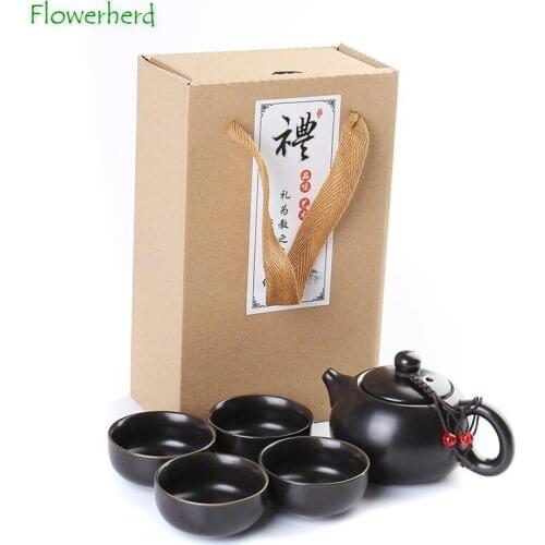 Ceramic Porcelain Kung Fu Tea Set Teaware Tea Pot and Cup Set Portable Travel Tea Set with One Pot and Four Cups Teapot Teacup