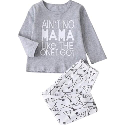Newborn Baby Clothing Set SummerLetter MAMA Ain't no mama like the one i got Long Sleeve T-Shirt + Pants 2PCS Baby Boy Clothing