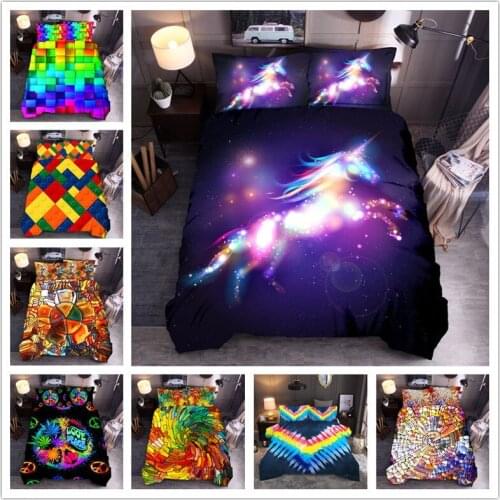 Bedding Set Contemporary Watercolor Theme Color Abstract Geometric Design Down Quilt Cover Pillow Case No Sheet Set Decoration