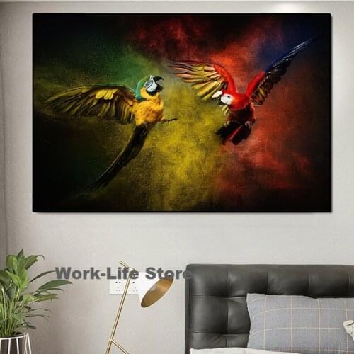 Colourful Flying Parrot Canvas Painting Abstract Animal Poster And Prints for Modern Home Art Wall Picture for Living Room Aisle