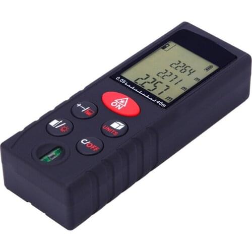 40M Laser Distance Meter with Bubble Level, LCD Backlit Display and Measure Distance, Area and Volume, Digital Laser Measurement