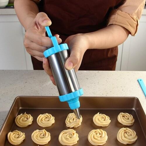 Stainless Steel Cookie Decorating Gun Sets Biscuit Press Maker Cream DIY Pastry Syringe Extruder Nozzles Kitchen Baking Tools