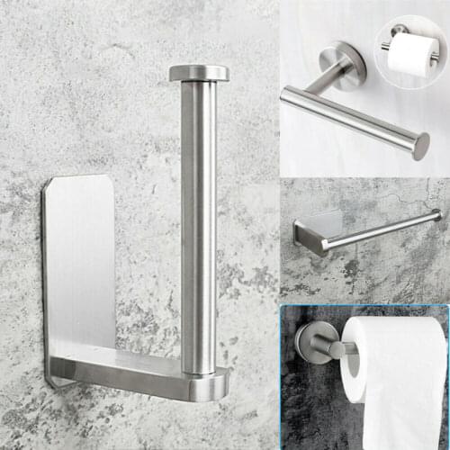 Stainless Steel Wall Mounted Double Toilet Paper Holder Towel Roll Tissue Rack Storage Shelf Kitchen Bathroom Rack Accessories