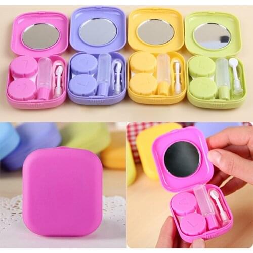 New Cute Style Pocket Mini Contact Lens Case Travel Kit Easy Carry Eyes Care Holder Mirror Container H9