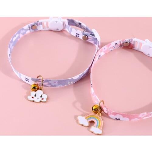 Newset Rainbow Fashion Pendants Cats Collars Hot Sales Flower Bells Puppy Dogs Cute Cloud Pendant Collar Chic Pets Supplies 1pcs