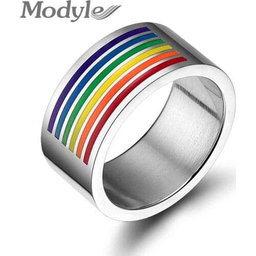 Wholesale Uuisex Jewelry Cut Mysterious Rainbow White Stainless Steel Ring All Size for Men and Women