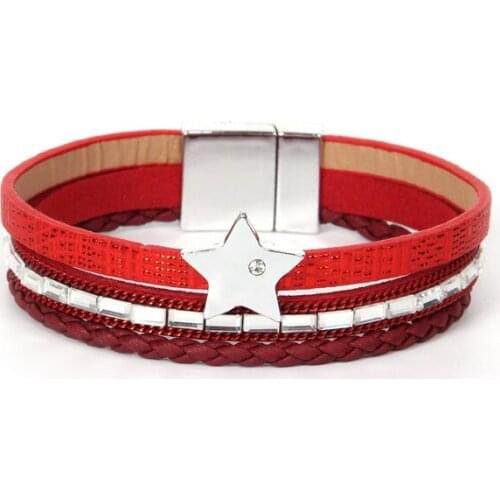 ORNAPEADIA 2021 New Bohemian Style Bracelet for Women Five-pointed Star Multi-layer Bracelet Magnetic Buckle Bracelet Wholesale