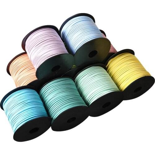 Flat Faux Suede Velvet Leather Rope Cord String Black White Brown Thread Lace Jewelry Finding for Choker DIY 100Yards 3mm