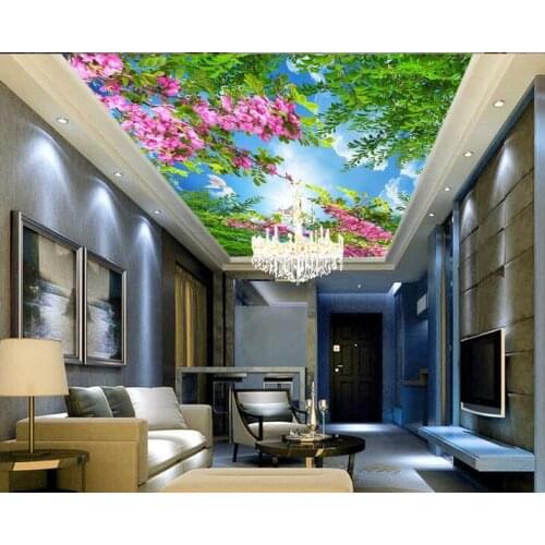 Custom photo 3d wallpaper Non-woven picture wall sticker Flowers bloom sky zenith ceiling murals room decoration painting