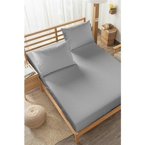 Miss Royal Double Personality Fitted Bed Sheet Set Ranforce Polka Dot-Gray 160x200 cm