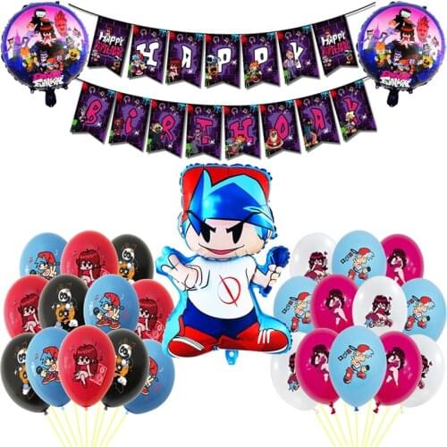 Friday Night Funkin Party Supplies Game Flag Happy Birthday Banner Balloons Party Decorations Kids Boy Toys Foil Latex Balloon