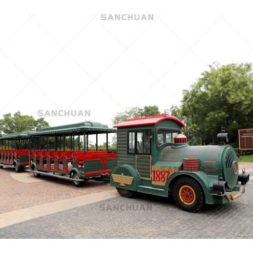 SANCHUAN-Battery Operated Trackless Trains Road Tourist Sightseeing Amusement Fun Trackless Wheel Train