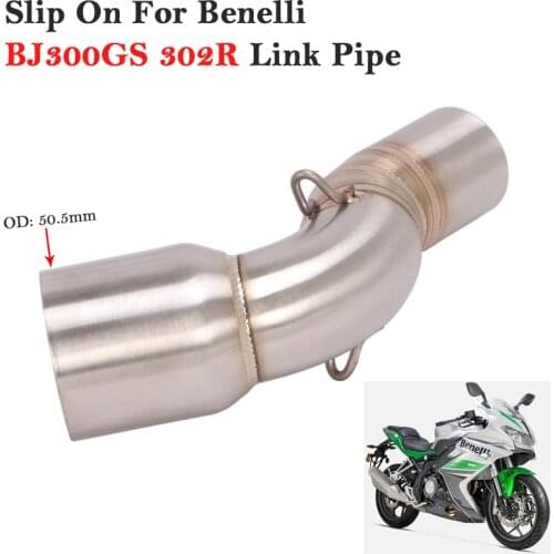 Silp On For Benelli BJ300GS 302R Motorcycle Middle Link Pipe Lossless Catalyst Modify Tube Connect 51mm Exhaust System Muffler