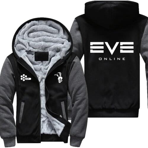 USA Plus EU American Size EVE Online Mens Womens Printing Pattern Thicken Fleece Zipper Hoodies Sweatshirts Coat Jacket