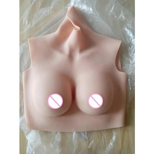 Crossdresser Shemale Transgender Drag Queen B CUP Short High Collar Neck Fake Artificial Boob Realistic Silicone Breast Forms 4G