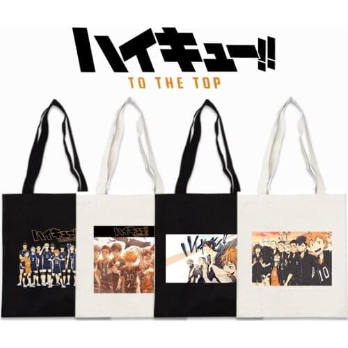 Japan Anime Haikyuu Simple Style Eco Bag Canvas Bag Schoolbag Shoyo Hinata Tobio Kageyama Gifts Bag Shoulder Shipping Bags