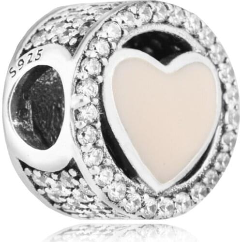 Wonderful Love Pink Charm Woman DIY Popular Jewelry Fits original 925 Silver Bracelet & Bangle Silver Beads For Jewelry Making