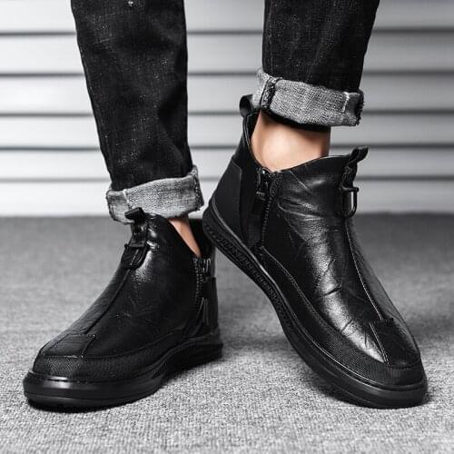 Winter Men Leather Shoes Luxury Brand Men Gentleman Boots Mocassins Soft Office Business Casual Shoes Fashion Driving Shoes I