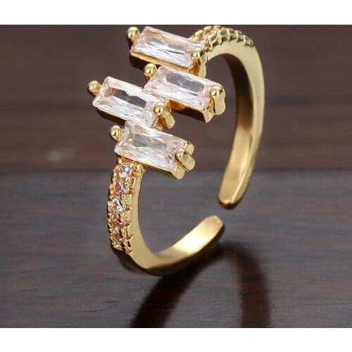 Gold rings crystal for women copper zircon open adjustable Wedding rings initial Jewery Punk Hip Hop Rock womens rings