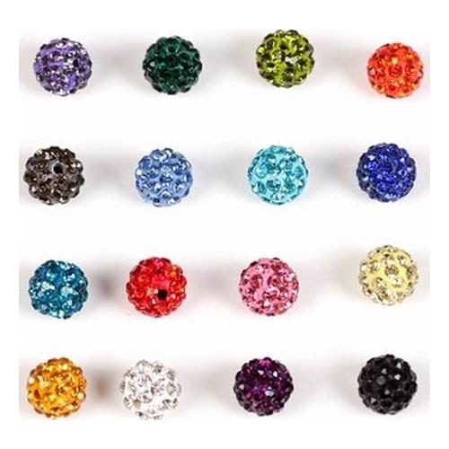 10mm 200 pcs/lot Mixed multi Micro Pave Ball Beads free shipping crystal Bead Bracelet Spacer lot c31243 bead