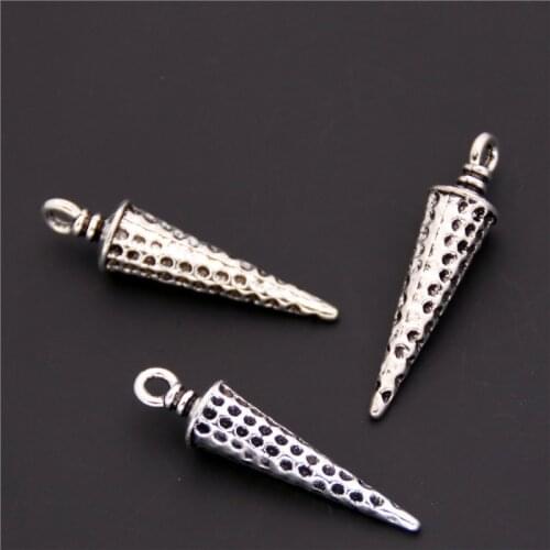 10pcs Tibetan Silver Color Rivet Stud Cone Beads Charms Pendant Fit DIY Accessories A1496