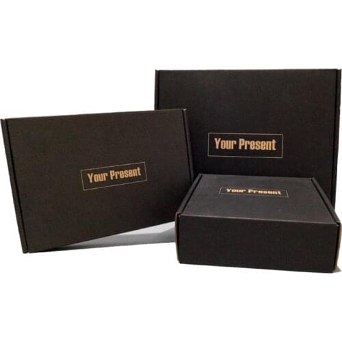 10Pcs Black Kraft Paper Box Your Present Gift Box 3-layer Corrugated Boxes Paper Packaging Carton Large Box Mailers 5 Sizes