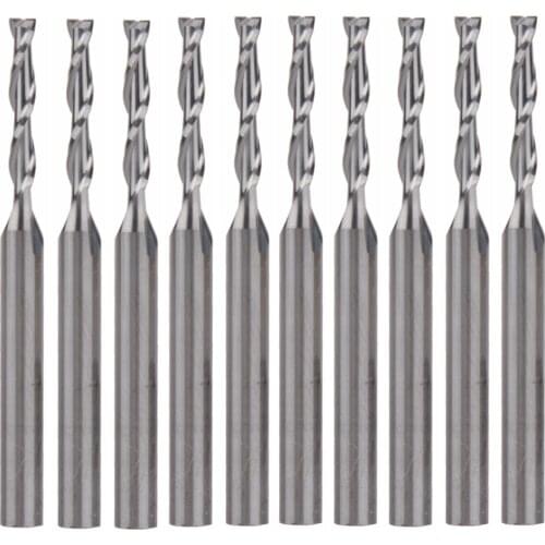 10pcs Solid Carbide Two Flute Spiral Bit Cutter CED 2mm CEL 12mm
