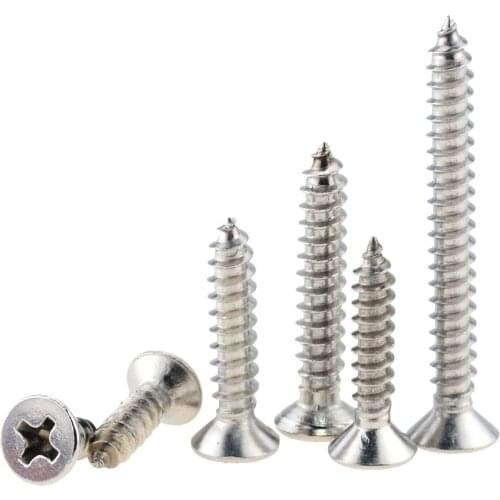 100PCS M1.4*3 4 5 6 7 8 304 Stainless Steel Cross Recessed Countersunk Flat Head Tapping-screws Wood Screw M1.4x3 M1.4x8