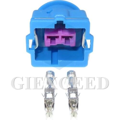 2 Sets 2 Pin Blue Female Interface Socket Electric Cable Harness Adapter Unsealed Connector For Automobile