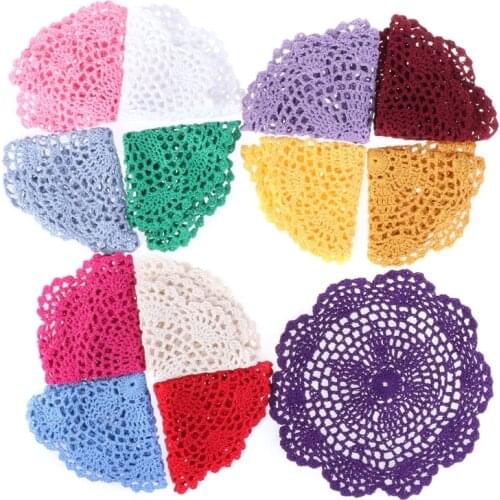 20cm Colorful Cup Coasters Vintage Cotton Handmade Crochet Flower Lace Doily