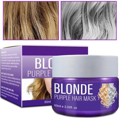 60ml Blonde Purple Hair Mask Shampoo Remove Yellow & Brassy Tones For Silver Ash Repair Damaged Hair