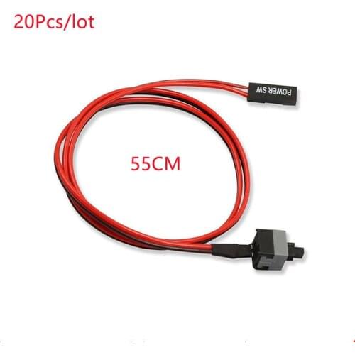 ATX 20PCS Desktop Computer 2 Pin PC Power on/off Push Button Reset Cable Cord switch Cables Re-starting SW I/O Re-set Power 60CM
