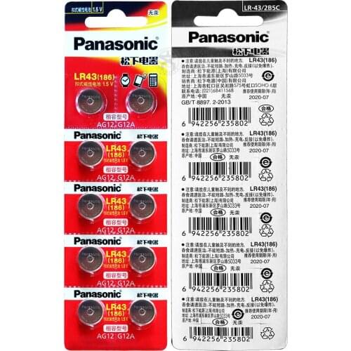 50pcs/lot Panasonic AG12 Battery LR1144 LR43 Coin Button Batteries Cells 1.5V Alkaline For Watch Toys digital camera camcorder