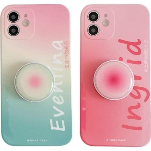 Fashion Gradient & Pink Stand Knot Case for iPhone 12 Pro Max Back Phone Cover for 12Mini 11Pro Max X XS XR 8 7 Plus SE 2020