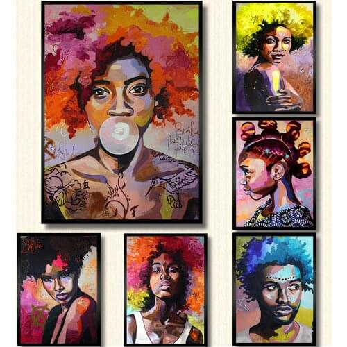 Black African Nude Woman Colorful Canvas Painting Posters and Prints Scandinavian Wall Art Picture for Living Room Decoration