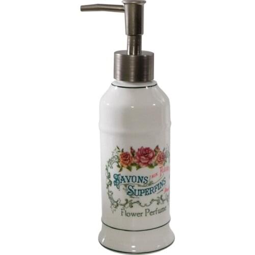 Liquid Soap Dispenser Ceramic Bathroom Shampoo Shower Gel Bottle With 304 SUS Press Type Head Bath Hardware Retro European