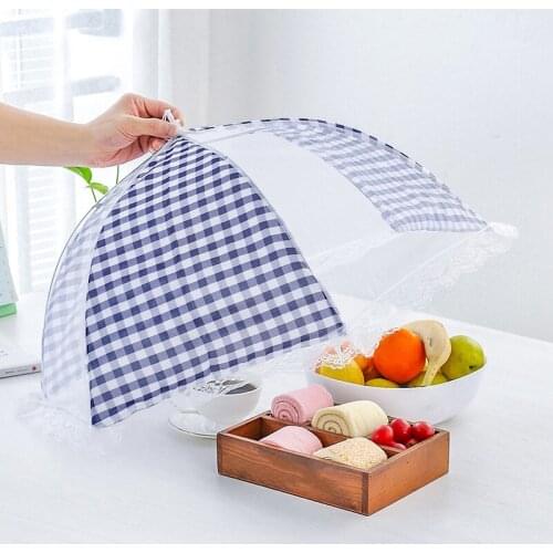 Food Covers 1Pc Portable Umbrella Style Anti Fly Mosquito Meal Food Cover For Home Kitchen Gadgets Cooking Tools Grid Mesh Cover