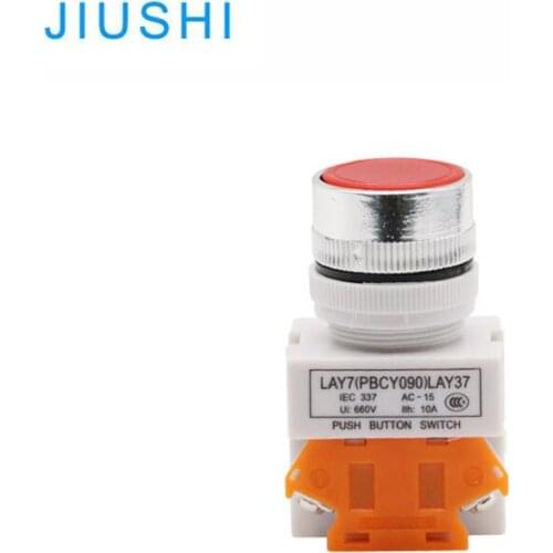 LAY37-11BNZS flat head self-locking 22mm push button switch 10a 380v 1NO 1NC
